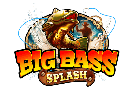 Big Bass Splash logo, chunky orange and yellow lettering with the bass mascot